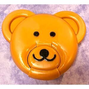 Teddy Grahams Bear Snack Flip Open Container Dispenser Vintage Round With Ears